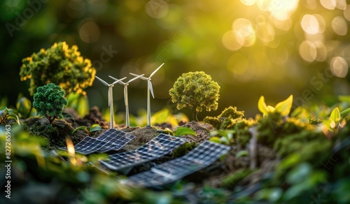 Miniature models of earth and eco-friendly photography of a green scenery, energy, electricity