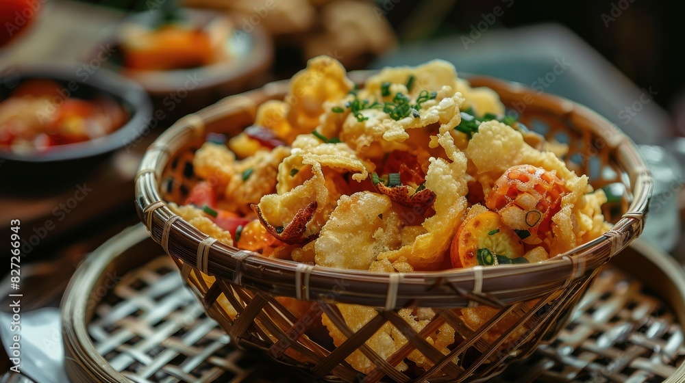 Assorted crispy fried veggies and fruits, a delightful fusion of flavors and textures, sure to satisfy cravings