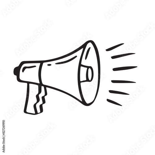 Megaphone hand drawn line. doodle loudspeaker icon