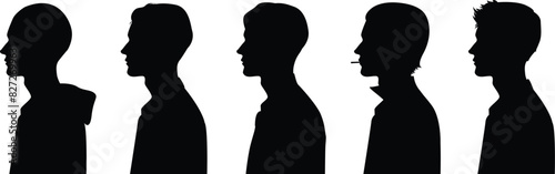 set of silhouette man side view isolated on transparent background, vector design	
