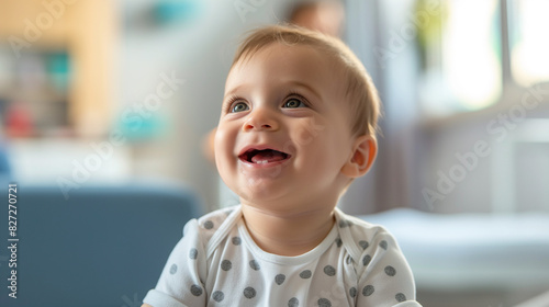 Happy infant seated photo