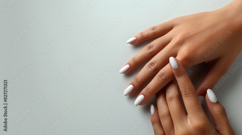 Woman's hands gracefully arranged on a white background, showcasing their slender fingers and soft skin, perfect for high-quality beauty imagery. Woman's hands gracefully arranged on a white background, showcasing their slender fingers and soft skin, perfect for high-quality beauty imagery.