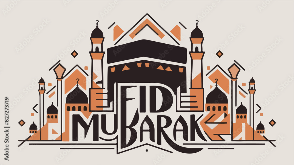 Eid Mubarek islamic greeting card poster