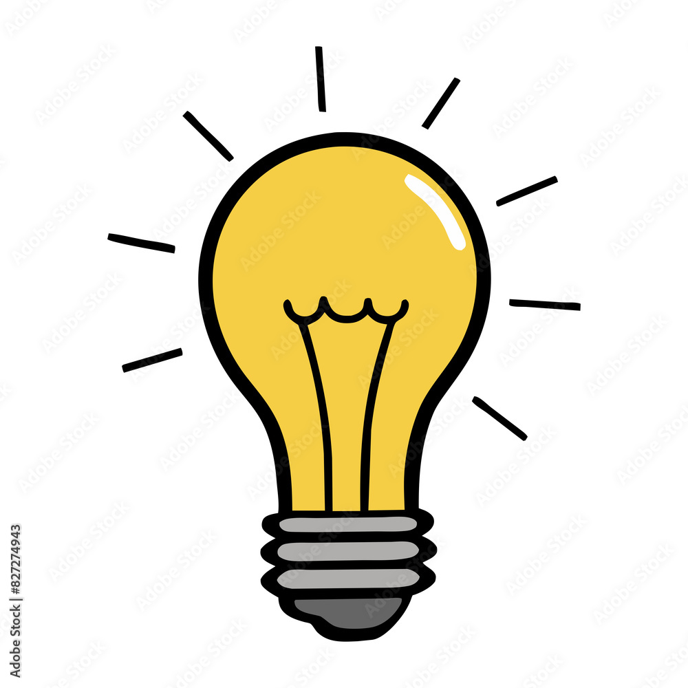 Bright idea icon : Illustration of a glowing yellow light bulb Symbol of creativity, inspiration. For use in presenting marketing materials to present creative ideas and new ideas. Bright idea icon : Illustration of a glowing yellow light bulb Symbol of creativity, inspiration. For use in presenting marketing materials to present creative ideas and new ideas.