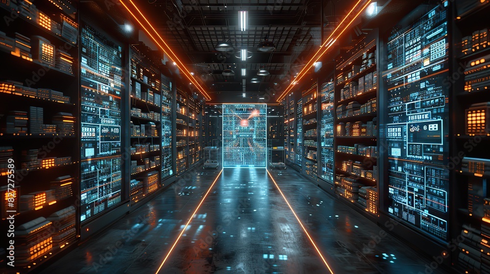 future virtual reality technology for creative vr warehouse management smart technology concept for industrial revolution and automated logistic control with