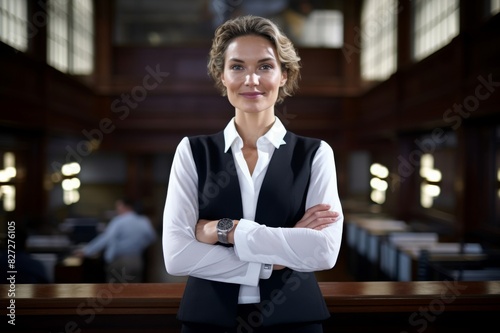 She's a positive influence in the courtroom Cropped shot of an attractive female lawyer standing with her arms folded and smiling widely in the courtroom