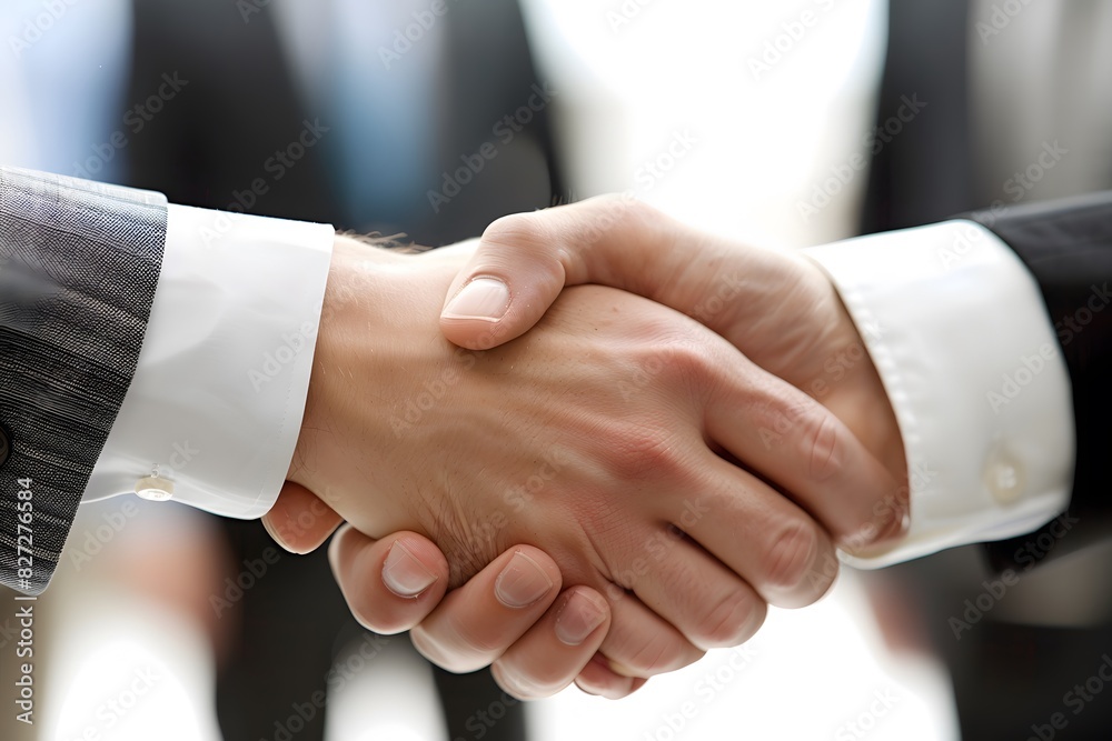 Close up of Two people handshake expressing respect and trust concept in a corporate setting, symbolizing a successful deal, Editorial Photography style. photo banner for website header design Close up of Two people handshake expressing respect and trust concept in a corporate setting, symbolizing a successful deal, Editorial Photography style. photo banner for website header design