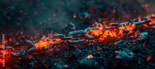 Fiery chains symbolize resilience and strength against adversity, embodying unwavering resolve photo