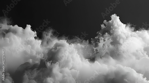 Dark and Threatening Storm Cloud Glowing in the Darkness,Clouds isolated on black background with clipping path,Sky with Beautiful Cloud Background,White cloud, wind black background
 photo