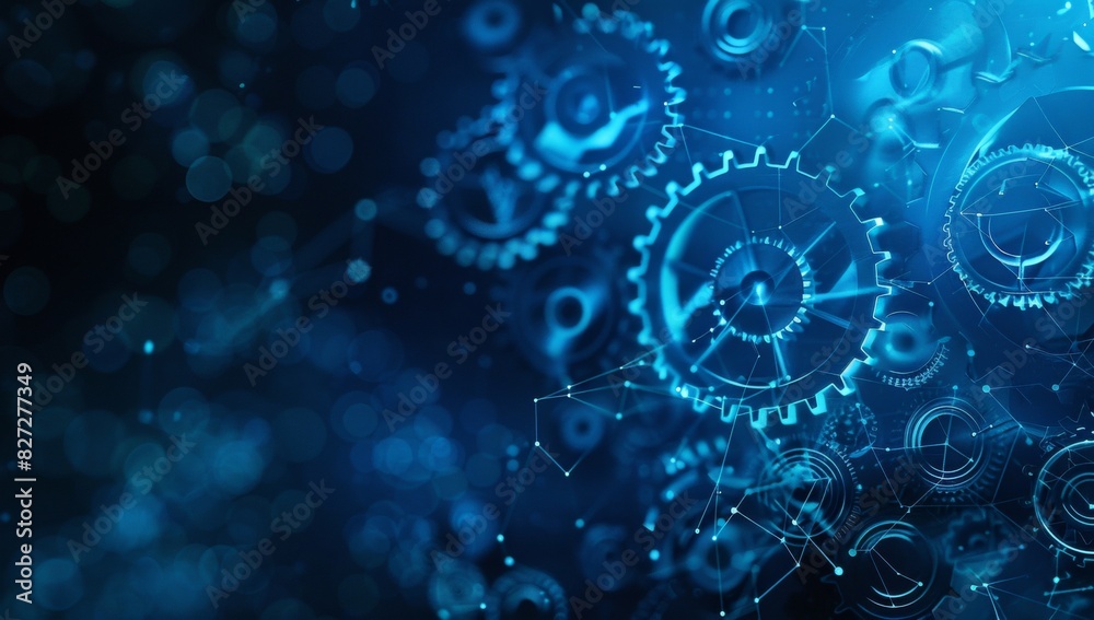 Abstract digital background with gears and glowing connections Abstract digital background with gears and glowing connections