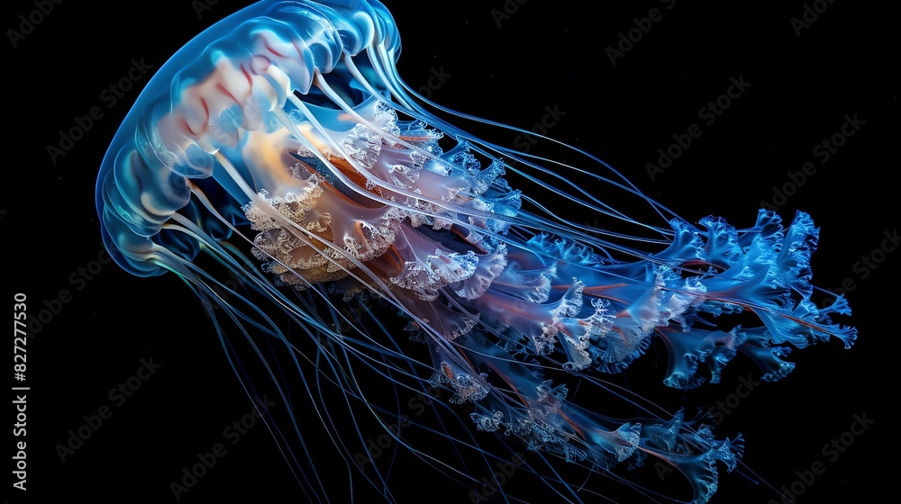 Mesmerizing jellyfish on a black background Mesmerizing jellyfish on a black background