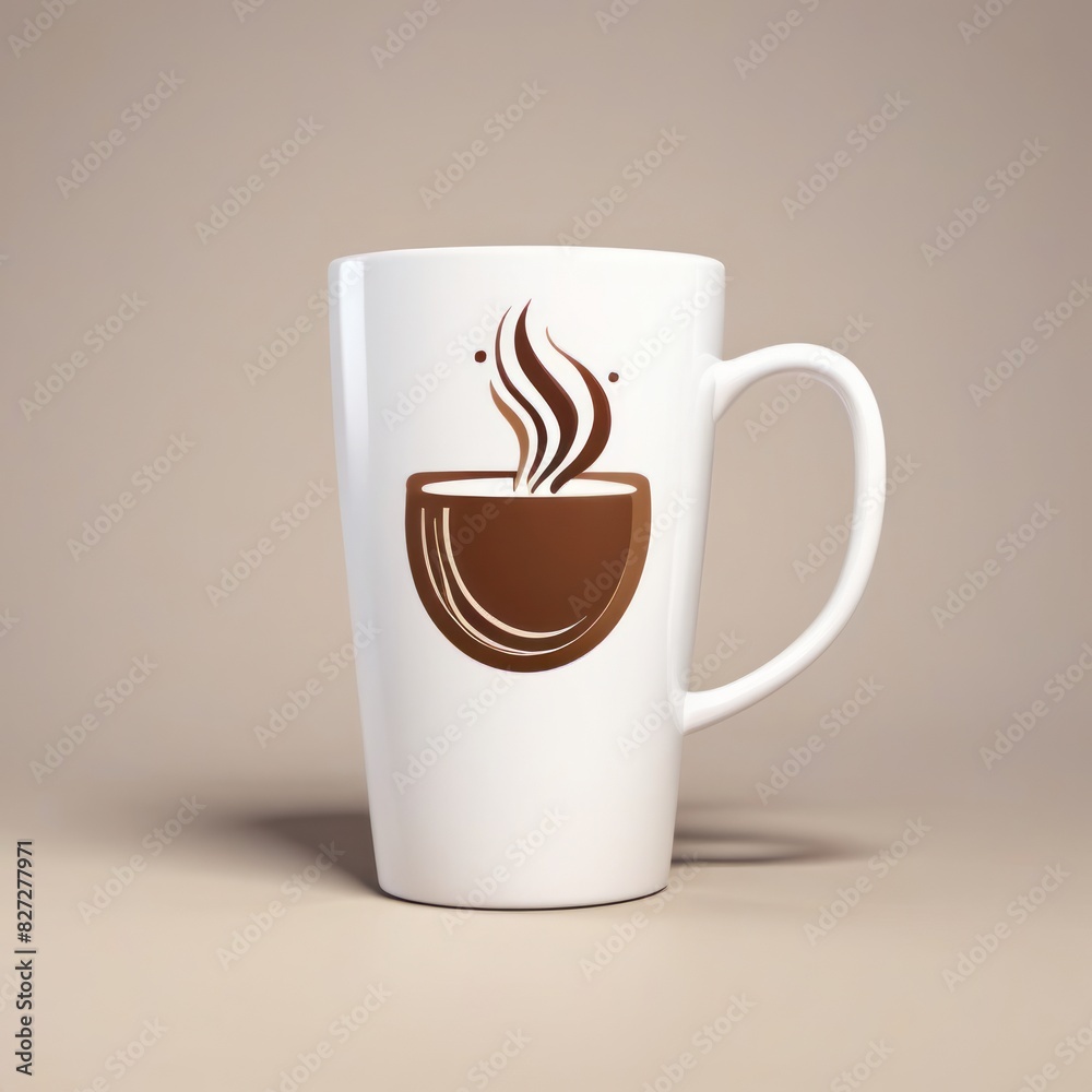White cup of coffee, Tall white mug of aromatic coffee, Icon White cup of coffee, Tall white mug of aromatic coffee, Icon