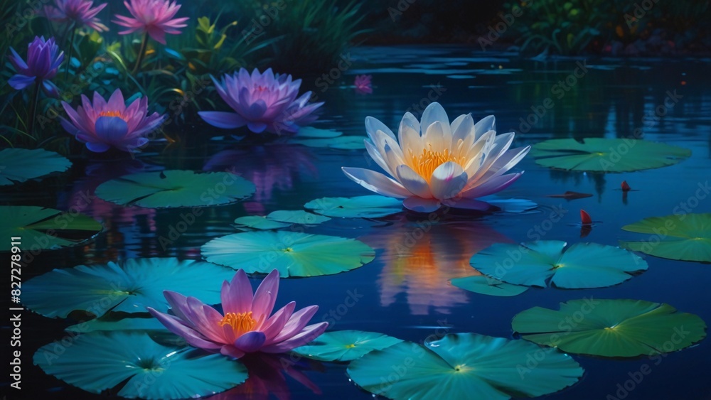 water lily in the pond water lily in the pond