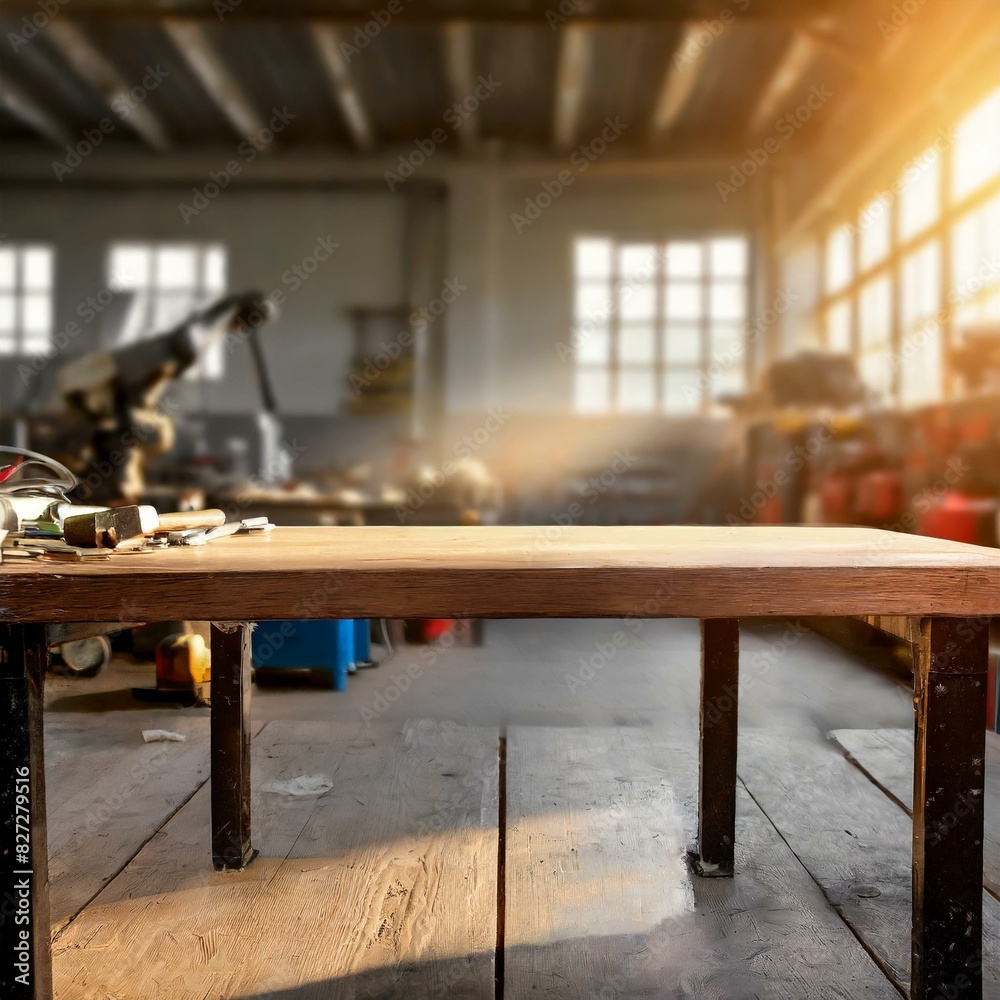 desk in a workshop with natural sunlight streaming in desk in a workshop with natural sunlight streaming in
