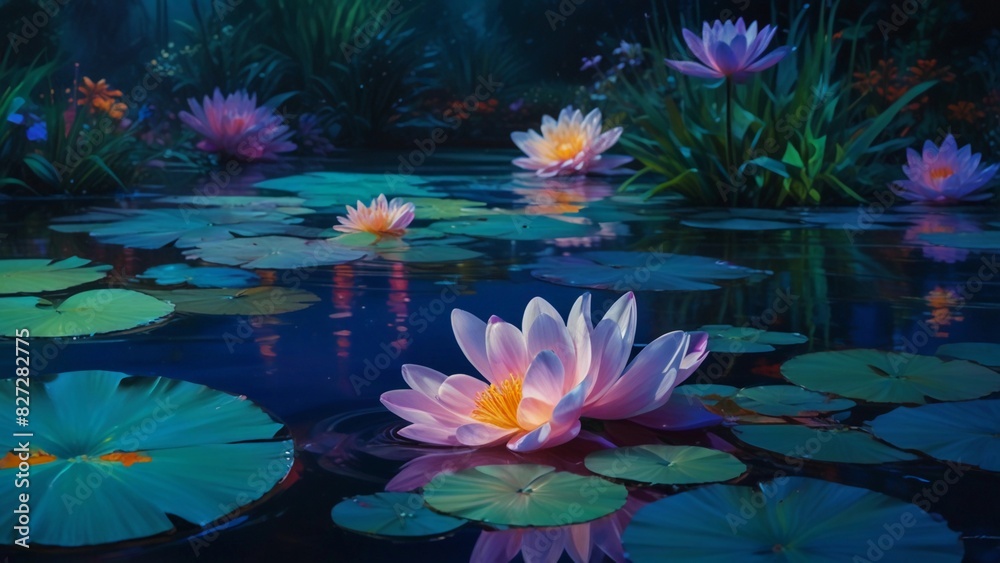 water lily in the pond water lily in the pond