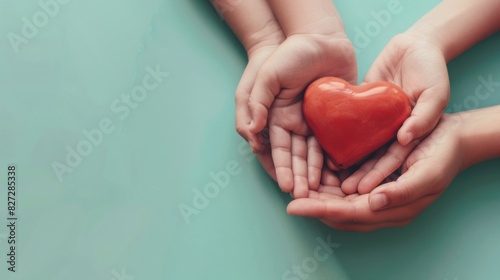 The hands holding heart