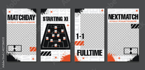 Sport Social Media Post Template , Football Match Day , Starting 11 , Starting Eleven , Full time