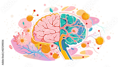 Vibrant Abstract Human Brain Illustration with Artistic Flair
