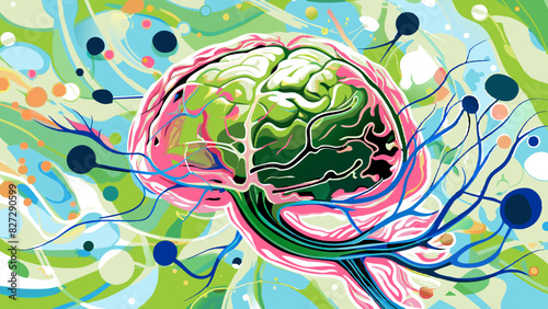 Vibrant Abstract Brain Concept With Neural Networks