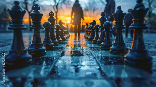Business leaders and chess players alike strategize for success. They plan, anticipate moves, and adjust strategies to stay ahead, mastering the art of foresight and adaptability. photo