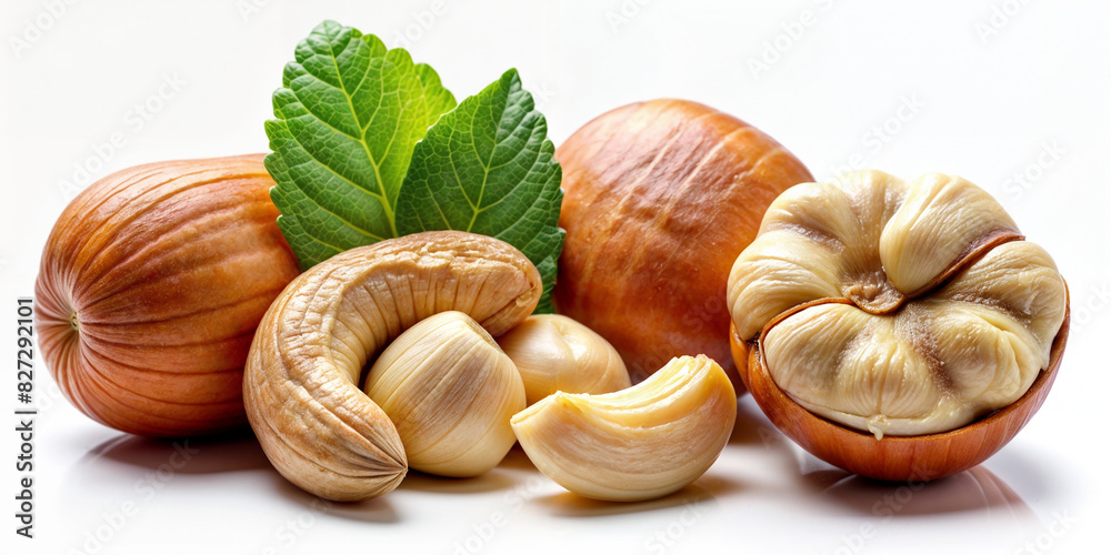 hazelnuts on a white hazelnuts on a white