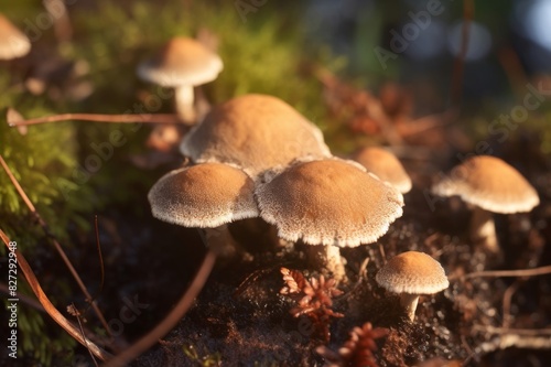 close-up of mushrooms growing on field,tasmania,australia