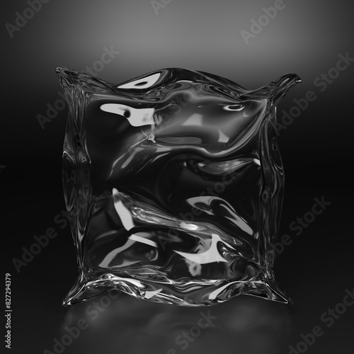 Realistic transparent vacuum packaging on a black background 3D render photo
