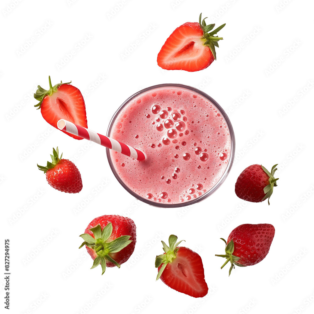 Naklejka premium fresh fruit smoothies isolated on white background. Top view