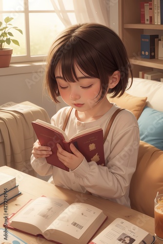 Ai bambina che legge un libro photo