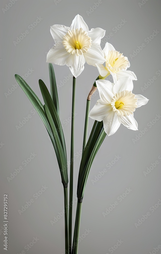 Beautiful Daffodil flowers in full bloom, minimalistic photograph view, professional, created with AI
