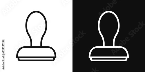 Stamp icon pack. Document rubber seal tool vector sign. Business approval wooden stamp icon.