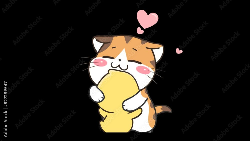 Animated Duck and Cat Hugging - Transparent Background Animated Duck and Cat Hugging - Transparent Background