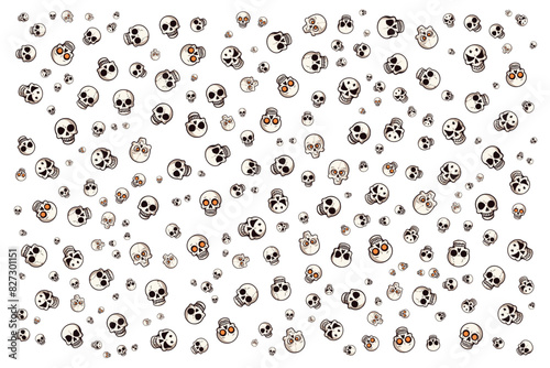 abstract cute skull head seamless pattern background illustration
