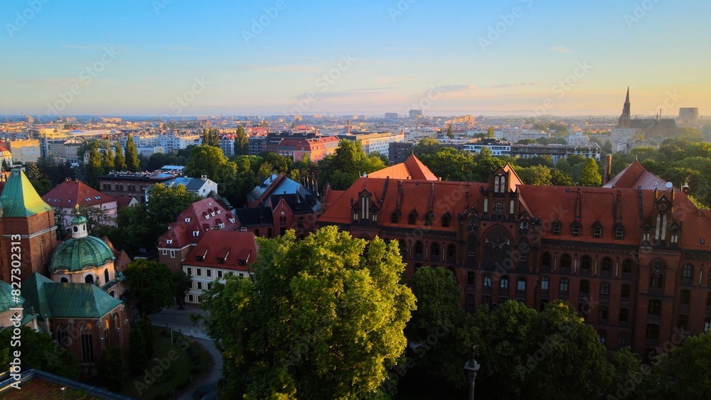 city Europe beautiful top view aerial photography of Wroclaw Poland