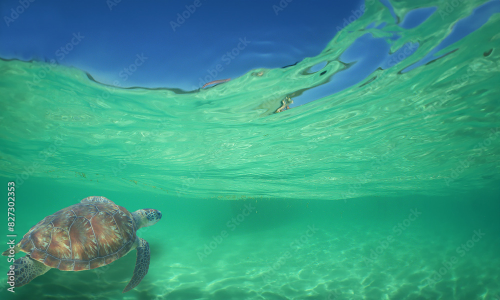 Obraz premium a sea turtle on a reef