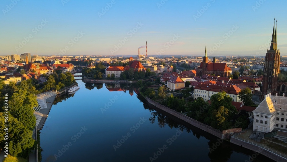 Obraz premium city Europe beautiful top view aerial photography of Wroclaw Poland