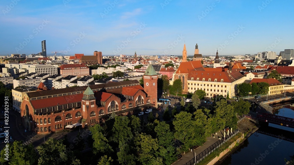 Obraz premium city Europe beautiful top view aerial photography of Wroclaw Poland