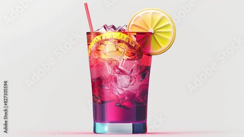 73 3D model of a colorful cocktail icon, realistic and shiny illustration