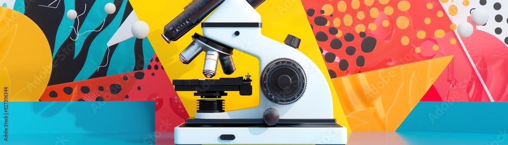 81 model of a microscope icon with a colorful illustrated background 81 model of a microscope icon with a colorful illustrated background