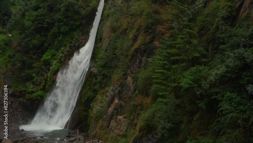 Drone footage of Chamb Waterfall (Chamb Waterfall) in daytime in Azad Jammu and Kashmir, Pakistan photo