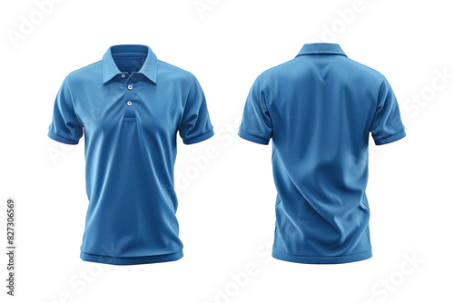 A professional mockup featuring a color polo shirt against a white background, with both the front and back views displayed. The shirt's design elements, including its collar, buttons, and fabric