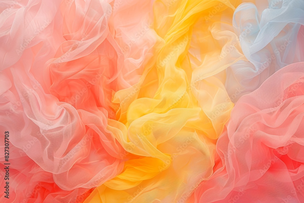 Fototapeta premium Soft pastel silk waves, calming abstract background with ample space for text placement