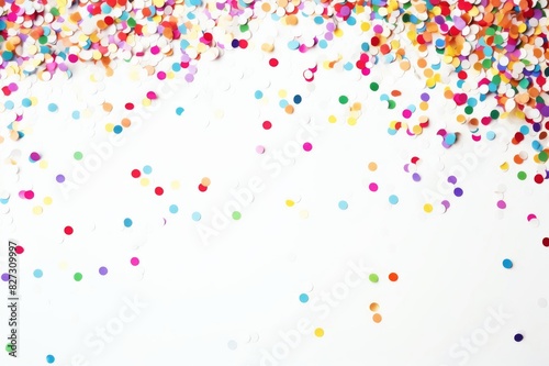 multi color confetti background on white