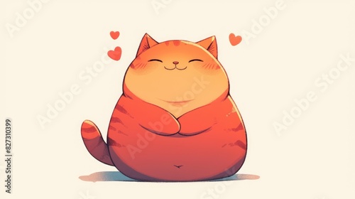 Cheerful chubby red cat depicted in a cartoon illustration photo