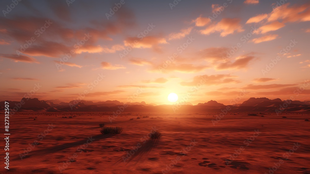 a desert landscape with mountains and a sunset a desert landscape with mountains and a sunset
