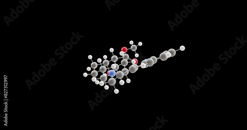 Yohimbine molecule, rotating 3D model of quebrachine, looped video on a black background photo