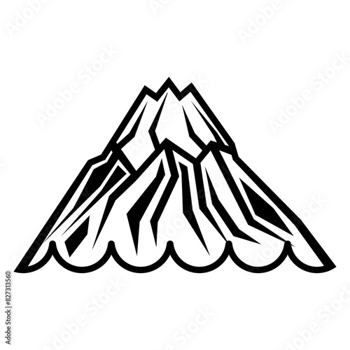 Blue Mountain with flash floods logo. Best for outline, logo, and coloring book with Natural disaster themes