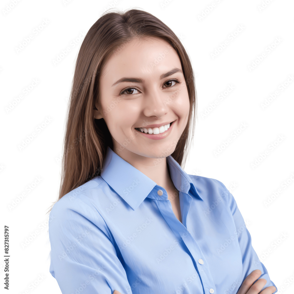portrait of a smiling business woman in blue shirt isolated on transparent background portrait of a smiling business woman in blue shirt isolated on transparent background