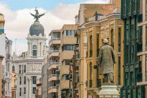 Valokuva View of Santiago Street from Zorrilla Square, Valladolid, Castilla y Leon, Spain