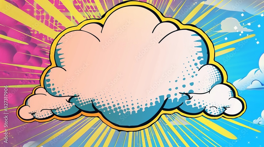 Bright and vibrant comic cartoon pop art background with dynamic cloud pattern Bright and vibrant comic cartoon pop art background with dynamic cloud pattern
